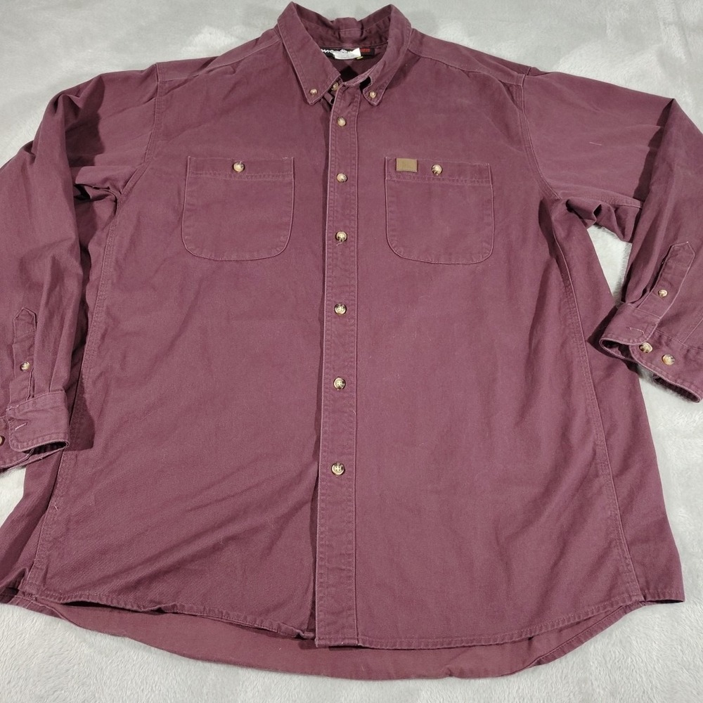 Wrangler Riggs Workwear Shirt Men 2XL Burgundy Farmer Outdoor Durable Heavy